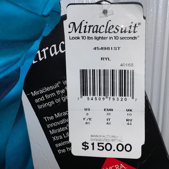 Miraclesuit Women's Draped Tankini Top Size 8 NEW Blue Slimming Vacation USA - Picture 5 of 8